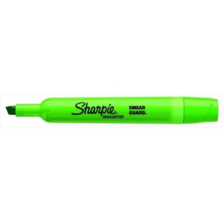 Sharpe Accent Sharpe Accent 077286 Smear Guard Non-Toxic Smear-Resistant Tank Style Highlighter; Chisel Tip; Fluorescent Green; Pack - 12 77286